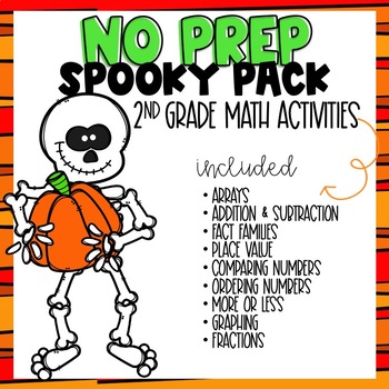 Preview of NO PREP Halloween Math Worksheets for 2nd Grade