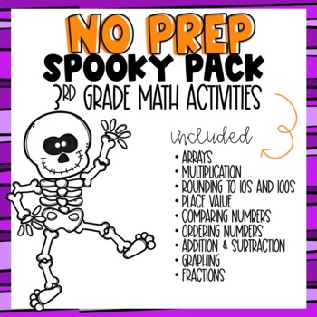 Preview of NO PREP Halloween Math Worksheets for 3rd Grade