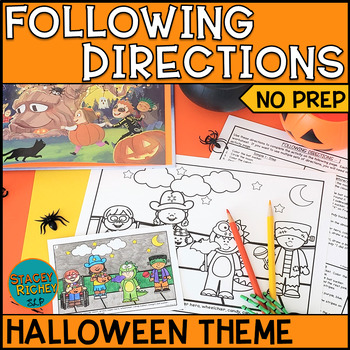 Halloween Speech Therapy Following Directions Activity and Worksheets