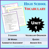 DISTANCE LEARNING: NO PREP High School Vocabulary (4 weeks) - Unit 1