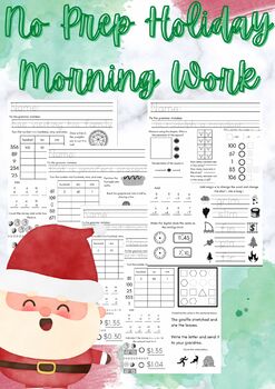 Preview of NO PREP Holiday/Christmas ELA and Math Morning Work/ Early Finisher Pack