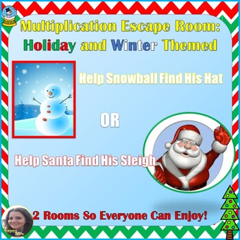 Preview of NO PREP Holiday/Winter Digital Escape Rooms to Practice Multiplication