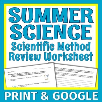 Preview of End of Year Summer Science Worksheet Activity Hypothesis Variables
