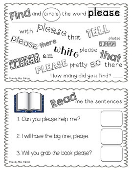 NO PREP Interactive Sight Word Practice Book - PLEASE by Miss Pakosz