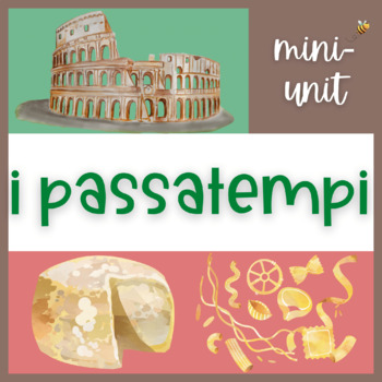 Preview of NO-PREP Italian mini-unit: Hobby vocab slides, puzzles, & speaking activity