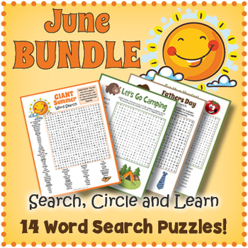 Preview of NO PREP JUNE Word Search Worksheet Activity Packet / Fun Morning Work