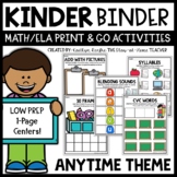 NO PREP Kindergarten Math and Literacy Binder Centers