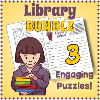 Preview of (4th 5th 6th 7th Grade) LIBRARY - Crossword, Word Search & Scramble Worksheets