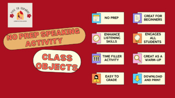 Preview of NO PREP LISTENING ACTIVITY- Classroom Objects
