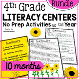 4th Grade No Prep Literacy Centers, Games, Activities, Wor