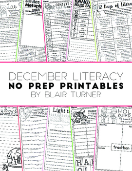 Preview of NO PREP Literacy Printables - December
