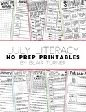 NO PREP Literacy Printables - July