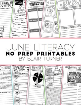 Preview of NO PREP Literacy Printables - June