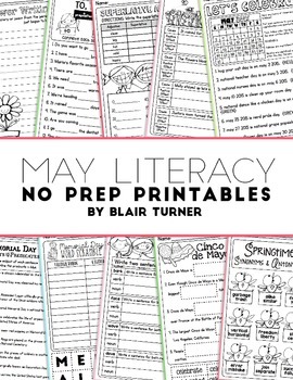 Preview of NO PREP Literacy Printables - MAY