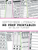 NO PREP Literacy Printables - September