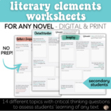 NO PREP Literary Elements Worksheets for ANY Text - Digita