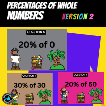 Preview of NO PREP MATH GAME- Precentages of whole numbers Interactive Game. Math stations 