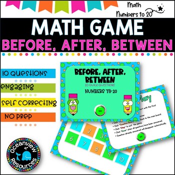 Preview of NO PREP MATH GAME -BEFORE, AFTER, BETWEEN Numbers to 20-POWERPOINT GAME