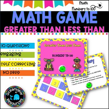 Preview of NO PREP MATH GAME l GREATER AND LESS THAN- numbers to 100  l POWERPOINT GAME