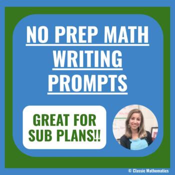 Preview of NO PREP MATH SUB PLANS WRITING ACTIVITIES GRADES 6-12