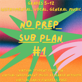 Preview of NO PREP MUSIC SUB PLAN! Substitute Music Notebook #1, Grades 6-12