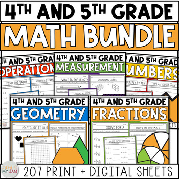 NO PREP Math Bundle Upper Elementary Worksheets by Fifth is my JAM