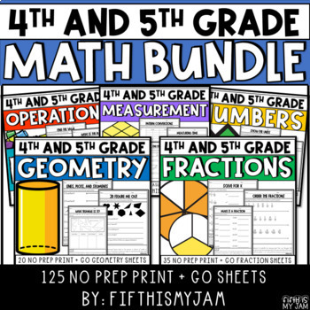 Preview of Math Bundle Worksheets Print & Digital Upper Elementary