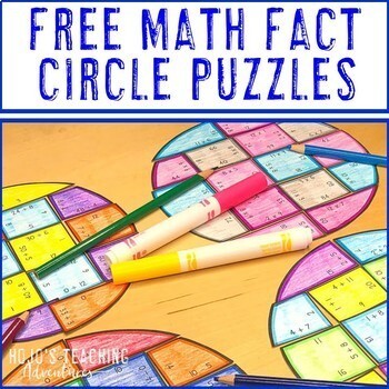 Preview of NO PREP Math Facts Puzzles: Use for FUN Dot Day, Globe or Pie Math Review!