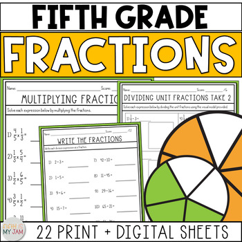 Preview of 5th Grade Fraction Math Worksheets