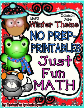 Preview of NO PREP Math Fun Winter FIRST GRADE spiral review