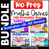 NO PREP Math Games Bundle for Math Facts Fluency [AUST UK 