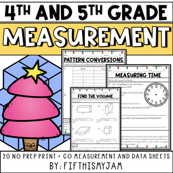 Preview of NO PREP Holiday Math Measurement Upper Elementary Worksheets | Digital Included