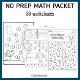 NO PREP Math Packet for Kindergarten