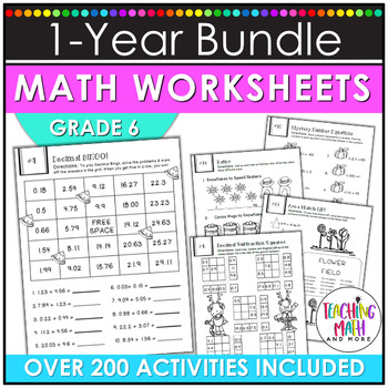 Math Worksheets 6th Grade Bundle By Kelly Mccown 