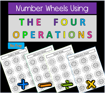 Preview of FOUR OPERATIONS Math Practice Wheels: NO PREP Fact Fluency, 12 to a page