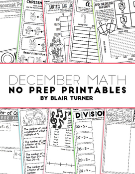 Preview of NO PREP Math Printables - DECEMBER
