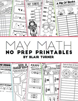 Preview of NO PREP Math Printables - MAY