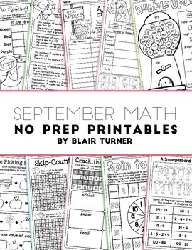 Preview of NO PREP Math Printables - SEPTEMBER