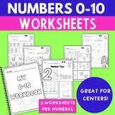 NO PREP Math Worksheets: Number Worksheets, Numerals 0-10,