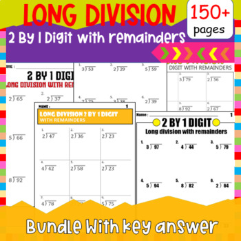 Preview of NO PREP Math and Literacy (3rd Grade) Long Division 2 By 1 Digit With Remainder