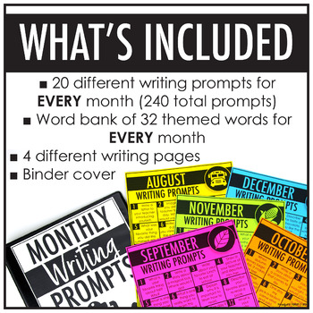Monthly Writing Prompts by Pocketful of Primary | TPT