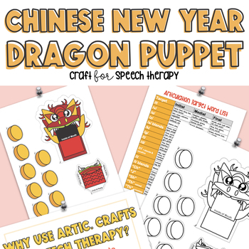 Preview of Easy Chinese New Year Dragon Puppet Craft for Articulation in Speech | No prep!