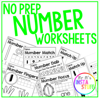 Preview of NO PREP Number Worksheet Pack