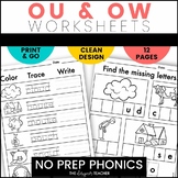 NO PREP OU OW Worksheets Vowel Diphthongs Phonics Word Wor