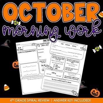 Preview of 4th Grade October Morning Work (ELA & Math!)