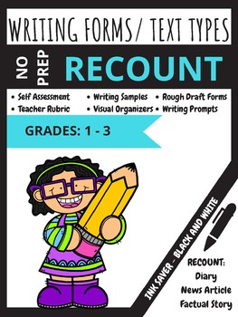Preview of NO PREP PACK - Grades 1-3 - Recount Writing - Ink Saver - (Ontario)