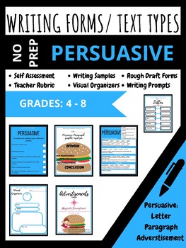 Preview of NO PREP PACK - Grades 4-8 - Persuasive writing prompts, rubrics (Ontario)