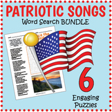 NO PREP PATRIOTIC SONGS BUNDLE - 6 Word Search Puzzle Work