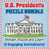 PRESIDENTS DAY BUNDLE - 15 Word Search Puzzle Worksheets -