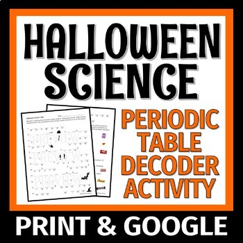 Preview of NO PREP Periodic Table Halloween Science Worksheet Activity